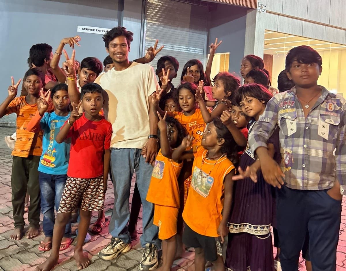 Man with children